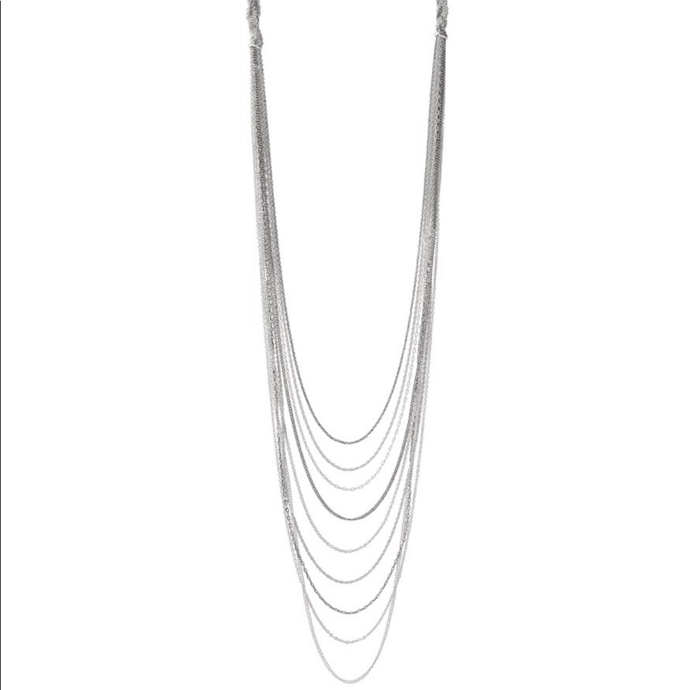 Stella & Dot Silver Layered Fringe Necklace